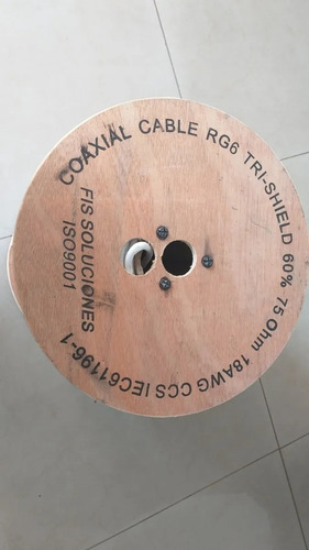 Cable Coaxial Rg6 Blanco Sin Templador En Carrete 305 Metros