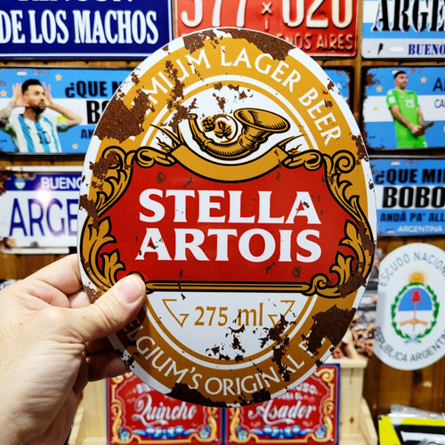 Cartel Chapa Tipo Vintage Cerveza Stella Artois A/ Exterior 