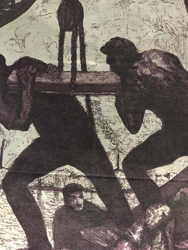 Aguafuerte Quinquela Martín Estampado Alpargatas C1950 (Usado)