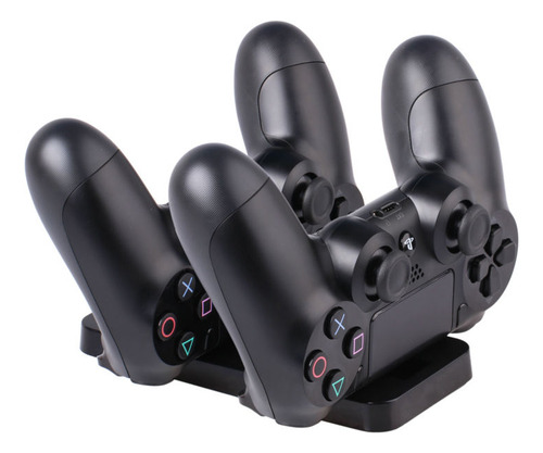 Cargador De Doble Joystick Base Dock Playstation Ps4 - Dobe Negro