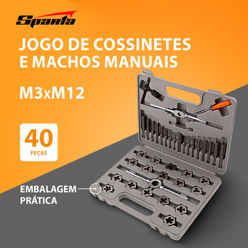 Jogo De Cossinete E Machos Manuais, M3-m12, 40pcs // Sparta