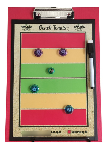 Prancheta Tática Beach Tennis Magnética C Caneta