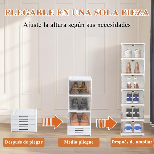 Atfast Zapatero vertical apilable caja de zapatos de tenis de 6 niveles color blanco