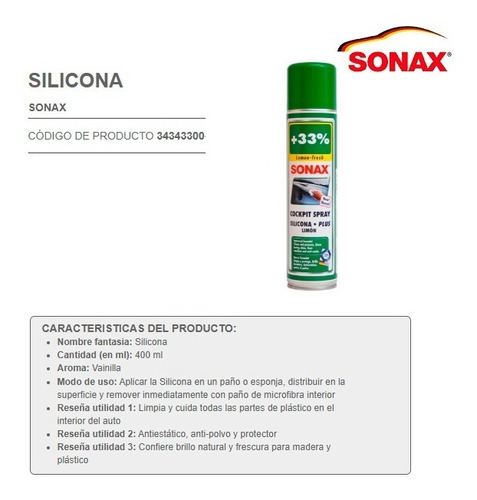 Silicona Aroma Limon 400 Ml Sonax-alemania / Dechaus