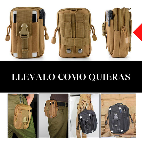 Bolso Canguro Táctico Cinturón Molle Celular Pouch Cintura Verde