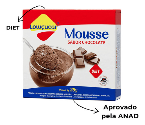 Mistura Mousse Diet Lowçucar 25g Sabores Diversos Kit Com 12