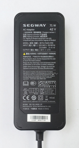 Imagen 3 de 6 de Cargador Original Para Patín Segway / Ninebot 42v 1.7a