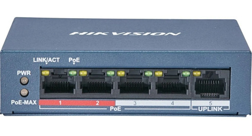 Imagen 1 de 8 de Switch Hikvision 4 Puertos 10/100m Poe Ds-3e0105p-em Red