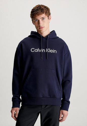 Polerón Con Gorro Comfort  Azul Calvin Klein