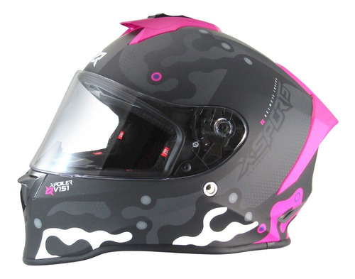 Imagen 3 de 10 de Casco Moto Negro Rosado V151 X Sports - Gkmotos.uy