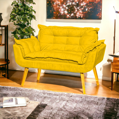 Namoradeira Decorativa Para Consultório Alice Suede Cores Cor Amarelo Desenho Do Tecido Suede Liso