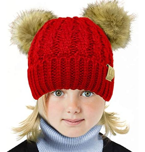 Gorro Grueso Y Elástico Con Pompón Para Niños De 2 A 5 Años