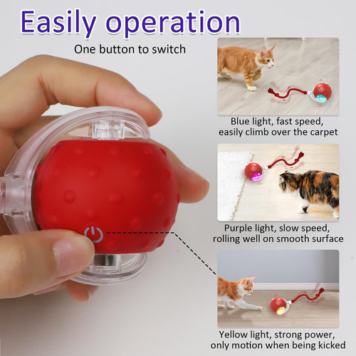 Giociv Pelota Interactiva Para Gatos De Interior, Rodando R