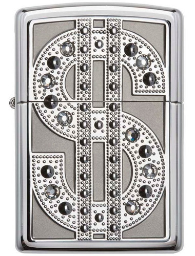 Encendedor Zippo Cromado Brillante Emblema Bling
