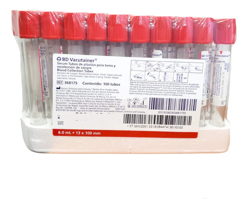 Tubo Bd Vacutainer Rojo 10 Gradillas Con 100 Tubos C/u