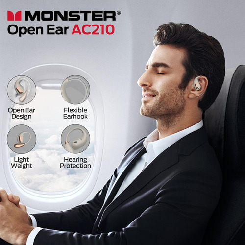 Auriculares Open Ear Monster Ac210 Bluetooth 5.4 Blancos