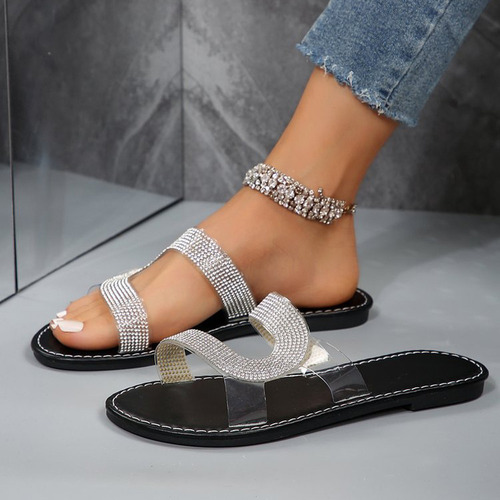 Yt Chanclas Casuales Con Fondo Plano Diamond Para Mujer