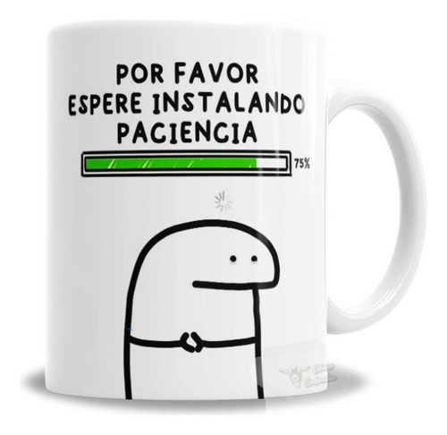 Taza Cerámica Flork Deformitos Instalando Paciencia En Caja