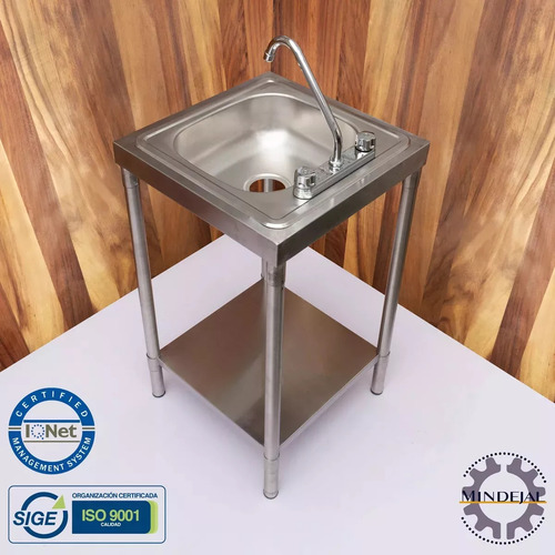 Charola Fregadero Una Tarja Y Maneral Inox Marca Mindejal S. Color Gris