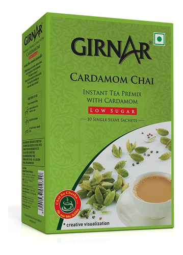 Girnar Premezcla Instantánea De Chai/té Con Cardamomo Sin Az