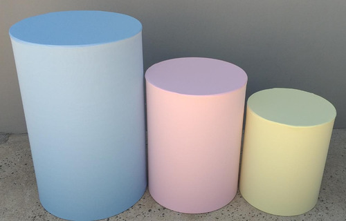 Imagem 1 de 6 de Capas Para Trio De Mesas Cilindros - Azul Rosa Amarelo Bebe