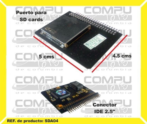 Adaptador Ide 44 Pin A Sd Card Ref: Sda04 Computoys Sas