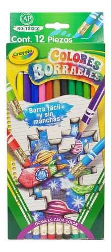 Estuche C/12 Colores Crayola 684412 Borrables Redondos