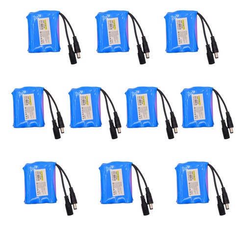 10 Baterías Pila Recargable 12v Volts Litio Pcb Plug 5.5mm