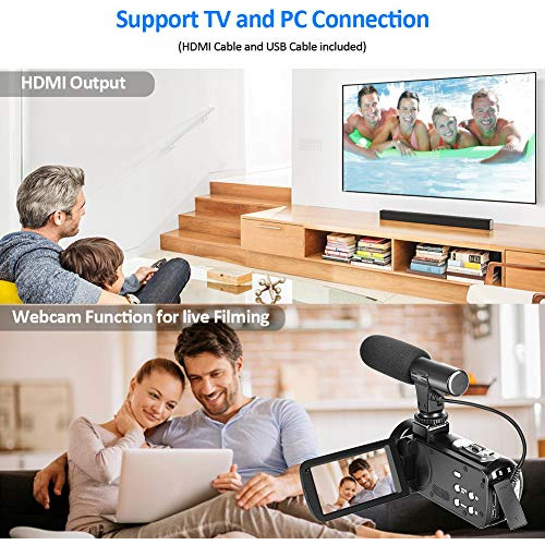 Sunlea Camara Video Vlogging Microfono Full Hd 1080p 30fps