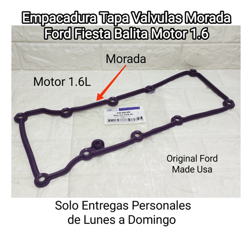 Empacadura Tapa Valvulas Morada Ford Fiesta Balita 1.6 