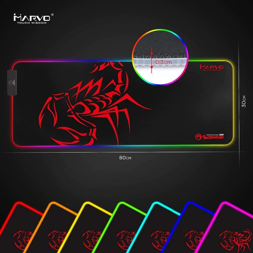 Imagen 1 de 5 de Mousepad Gamer Marvo Scorpion Mg010 Luces Rgb 80x31cm 2021