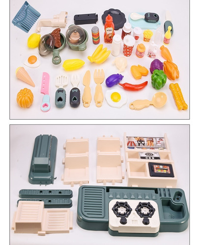 Imagen 8 de 9 de Juguetes Cocina Niños 43pzs 74cm Luz Sonido Agua Vapor Spray