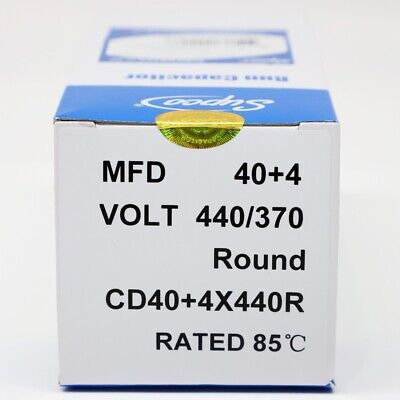 Supco Cd40+4x440r Hvac Motor Round Dual Run Capacitor 40 Vve