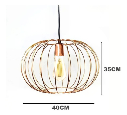 Lampara Colgante Alambre Vintage Cobre Gajos Apto Led