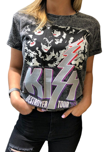 Remera Nevada Mujer Kiss Destroyer Tour Miguerocksur Store