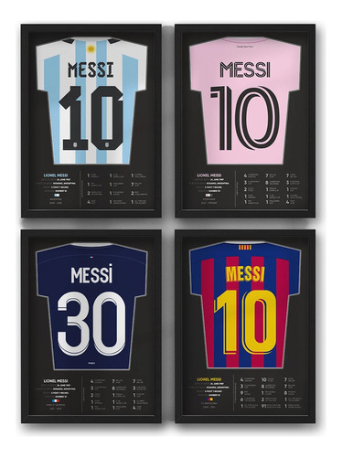 4 Posters Camisetas Lionel Messi 48x33cm Sin Marco V02