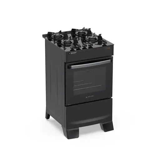 Fogao 4 Bocas Atlas Atenas Com Mesa De Vidro A Gas Acendimento Automatico Preto Bivolt