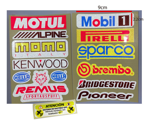 Calcas Stickers Para Auto 12 Marcas Diferentes Reflejantes 