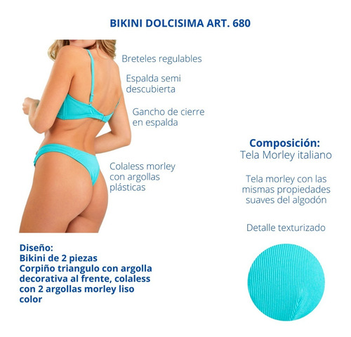 Imagen 3 de 7 de Bikini Dolcisima Art. 680 Corpiño Y Less Morley Con Argollas