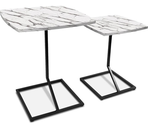 Conjunto Jogo Mesa Tip De Canto Lateral Tampo Quadrado Cor Preto/vulcano