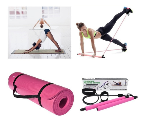 Pack Yoga 10 Mm + Barra Pilates  /full Ejercicios/ Power