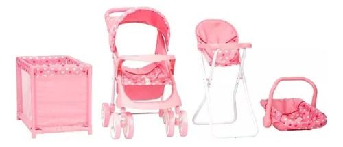 Set Para Muñecas 4 Pz Prinsel Porta Bebe Cuna Carreola Silla