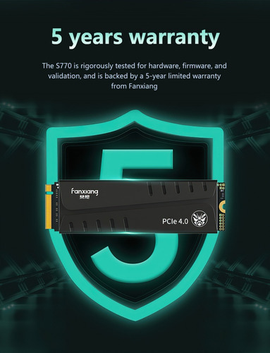 SSD Nvme Ps5 PC 2 TB Gen4 7400 MB/s Pcie 4.0 S770 Igual Nv7000 Cor Negro