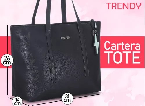 Cartera Tote Bag Trendy Eco Cuero Mujer Moda Tira Colores