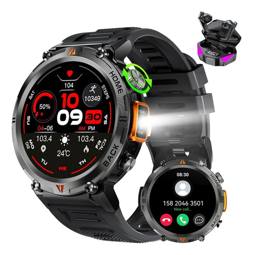 Reloj Inteligente 3atm Impermeable Con Linterna For Hombre