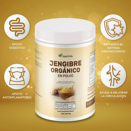 Imagen 4 de 4 de Jengibre En Polvo Orgánico 1 Kilogramo