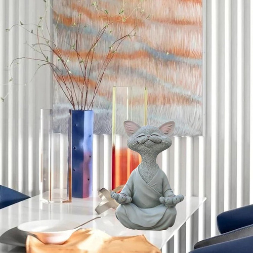 Estatua De Gato De Buda Negro Caprichoso Gato Feliz