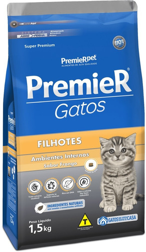 Ração Gatos Filhote Sabor Frango Premier 1,5 Kg