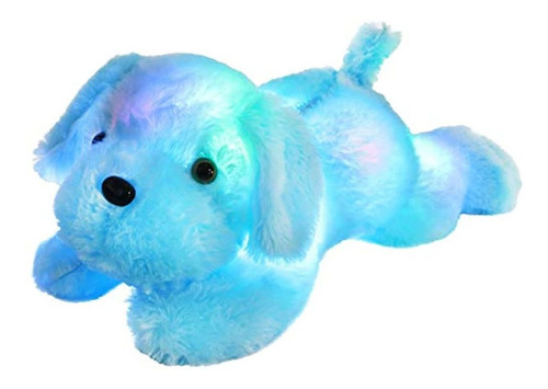 Perrito De Peluche Con Luz Led, 20 Pulgadas, Color Azul