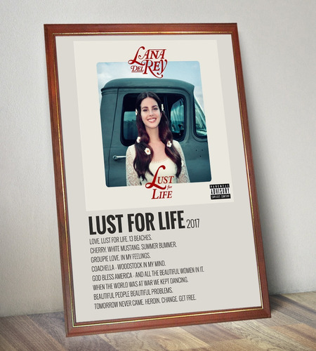 Lana Del Rey Poster Album Lust For Life En Cuadro Vidriado